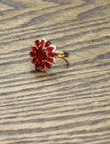 Fashion Gemstone Cluster Floral Marquise Cut Starburst Halo Ring Gold / Red 7
