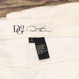 DG2 by Diane Gilman Womens Side Slot Jeans with Side Tie Ivory Off White 16