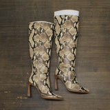 Vince Camuto Snakeskin PESLNA Stiletto Fashion Boot Desert Python Brown 6.5M