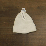Steve Madden Womens Marled Knit Beanie Wool Blend Logo Natural Off White
