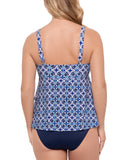 Swim Solutions High-Low Double-Tier One-Piece Swimsuit Amalfi Coast Blue 14