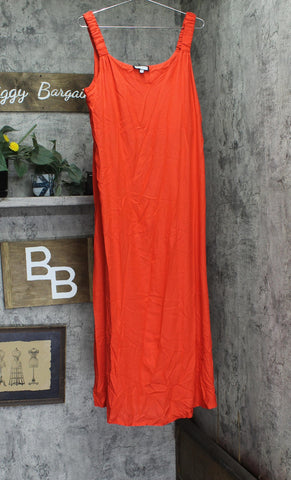 Sam & Jess Womens Sleeveless V Neck Ruched Straps Tank Maxi Dress Lobster Red M