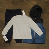Calvin Klein Vest Shirt Pants Set New Teal / Platinum Heather / Deep Blue 3T
