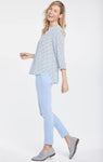 NYDJ Womens Blouse w/Pleated Back Piper Dots Blue S