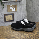 Easy Spirit Travelport Womens Slip On Suede Athletic Clogs Black 5M