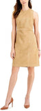 Kasper Womens Petites Faux Suede Sleeveless Sheath Dress 10810637 Doe Brown 6P