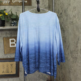 Alfred Dunner Womens V-Neck Knit Plus Size Embroidered Top Blue Ombre 3X