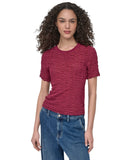DKNY Textured Ruched Superfine Texture Top P52SAW83 Beet Red L