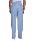 Calvin Klein Womens Faux-Denim Mid Rise Wide-Leg Pants Light Indigo Blue 4