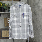 George Mens Button Up Flannel Long Sleeve Shirt 166fbd02559d31 Gray Plaid 2XL