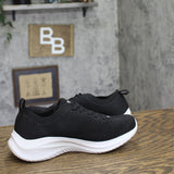 S Sport by Skechers Memory Foam Pull On Knit Low Top Sneaker Shoes Black 6M