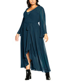 City Chic Maxi Fleetwood Wrap Dress 00205878 Alpine Green 16W