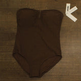 DKNY Textured Shirred One-Piece Swimsuit DIMMS605 Mocha Texture Brown XL