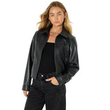 Wild Fable Womens Boxy Faux Leather Jacket 94719188 Black L