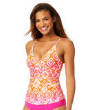 Anne Cole Womens Swim Tankini Top with Hidden Underwire Tie Dye Pink 34DD/36D