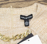 Halston Womens Tweed Chain-Trim Shift Dress HD4JMB8T Oatmeal Brown 14