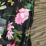 INC. International Concepts Woven Lace-Adorned Nightgown Amelia Blooms Black XS
