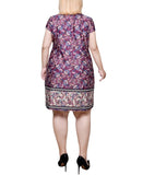 Ny Collection Womens Plus Size Cap Sleeve Knit Dress WITD3999 Otrera Purple 3X