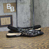 A New Day Womens London Lace Sling Back Bow Flats 94303524 Black 7.5M