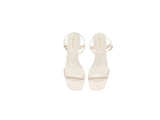 Anne Klein Beata Square Toe Dress Sandals Block Heel Bone Crinkle Off White 9M