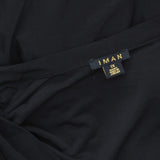 IMAN Womens Plus Size Tie Waist Knit Maxi Dress Black 1X