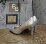 On 34th Womens Jeules Pointed-Toe Slip-on Pumps Silver Glitter Gray 7.5M