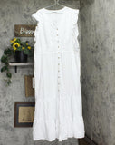 Sonoma Womens Pintuck Button Front Babydoll Maxi Dress 166fe2a7e9e442 White 3X