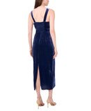 1. State Womens Velvet Midi V Neck Rear Slit Dress DS93017245AM Navy Blue S
