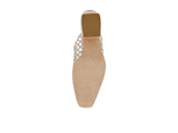 Steve Madden Dessa Woven Open Back Block Heel Mules DESS04S1 Bone Off White 5.5M