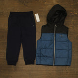 Calvin Klein Vest Shirt Pants Set New Teal / Platinum Heather / Deep Blue 3T
