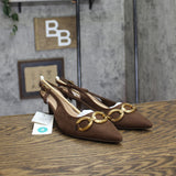 A New Day Womens Tabitha Oversized Chain Sling Back Heels 94305247 Brown 8M