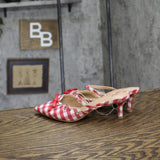 Wild Fable Womens Lysandra Gingham Eyelet Kitten Heels 92611147 Red Plaid 6M