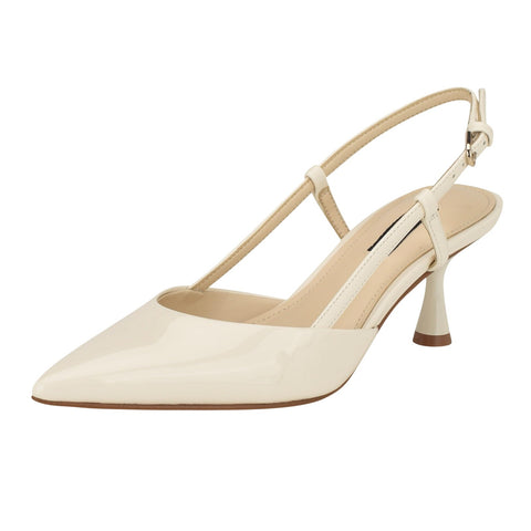 Nine West Women’s Rhonda3 Kitten Heel Slingback Pumps Ivory Off White 6.5M