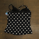 Swim Solutions Control V-Neck Polka Dot Tankini Top Vintage Dotty Black 20W