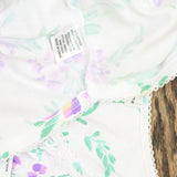 Miss Elaine Short Sleeve Lace Trim Nightgown Lavender Floral White S
