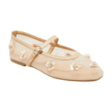 A New Day Womens Everly Floral Mesh Mary Jane Ballet Flats Beige Brown 8M