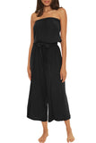 Becca Womens Sleeveless Woven Standard Ponza Jumpsuit Cover up Swim Black M