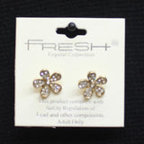 Fresh Crystal Petal Flower Stud Earrings Gold / Clear
