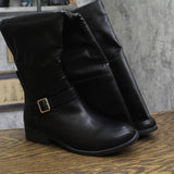 Sun + Stone Anyaa Wide-Calf Buckled Over-the-Knee Boots Black 8.5M-WC