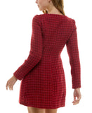 City Studios Juniors Herringbone Tweed Mini Dress 1921YT1BT1 Red Lilac 9/10
