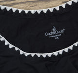 Cuddl Duds Crochet Trim Scoop Neck Tee A694385 Black Multi 2X