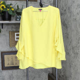 Vince Camuto Plus Size Flutter-Sleeve Top 9261173 Yellow 2X