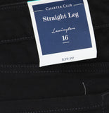 Charter Club Straight Leg Mid Rise Tummy Slimming Jeans Saturated Black 16