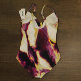 DKNY Crossover Ruched One-Piece Swimsuit Vertical Port Wave Purple Multi L
