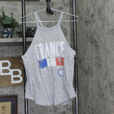 Cold Crush Juniors Vive La France Graphic High-Neck Tank Top Gray / Multi M