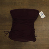 Becca Womens Muse Hadlee Bandeau Mesh Overlay Tankini Top Aubergine Purple XL