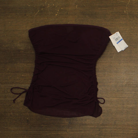Becca Womens Muse Hadlee Bandeau Mesh Overlay Tankini Top Aubergine Purple XL