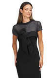 JS Collections Womens Roselle Bow Cocktail Mesh Sheath Dress 86113299 Black 10