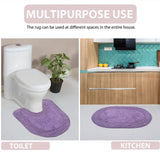 Home Weavers Double Ruffle Collection Bathroom Rugs 4-Piece Set Purple Standard