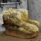 A New Day Womens Terra Boots Faux Fur Fuzzy 94715799 Brown 11M